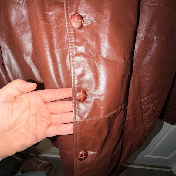Gino Leathers Men’s Brown Leather Overcoat w/ Removable Fur Inside
